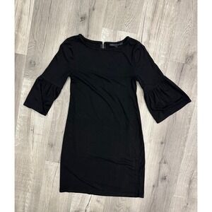 White House Black Market Black Bell Sleeve Dress | Gold Zipper